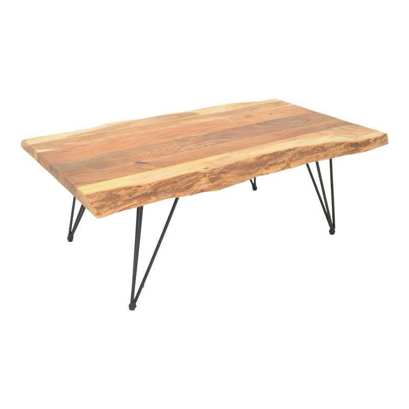 Masuta de cafea lemn masiv acacia de gradina Miles Boho, Natural, 115x69x41 cm