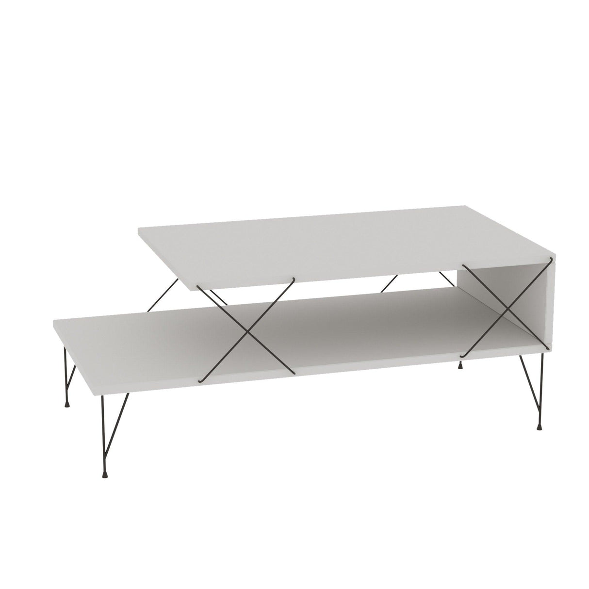 Masuta de Cafea Loire, Antracit - Alb - Stejar, 100x40x50 cm - Masuta de Cafea Loire, Antracit - Alb - Stejar, 100x40x50 cm