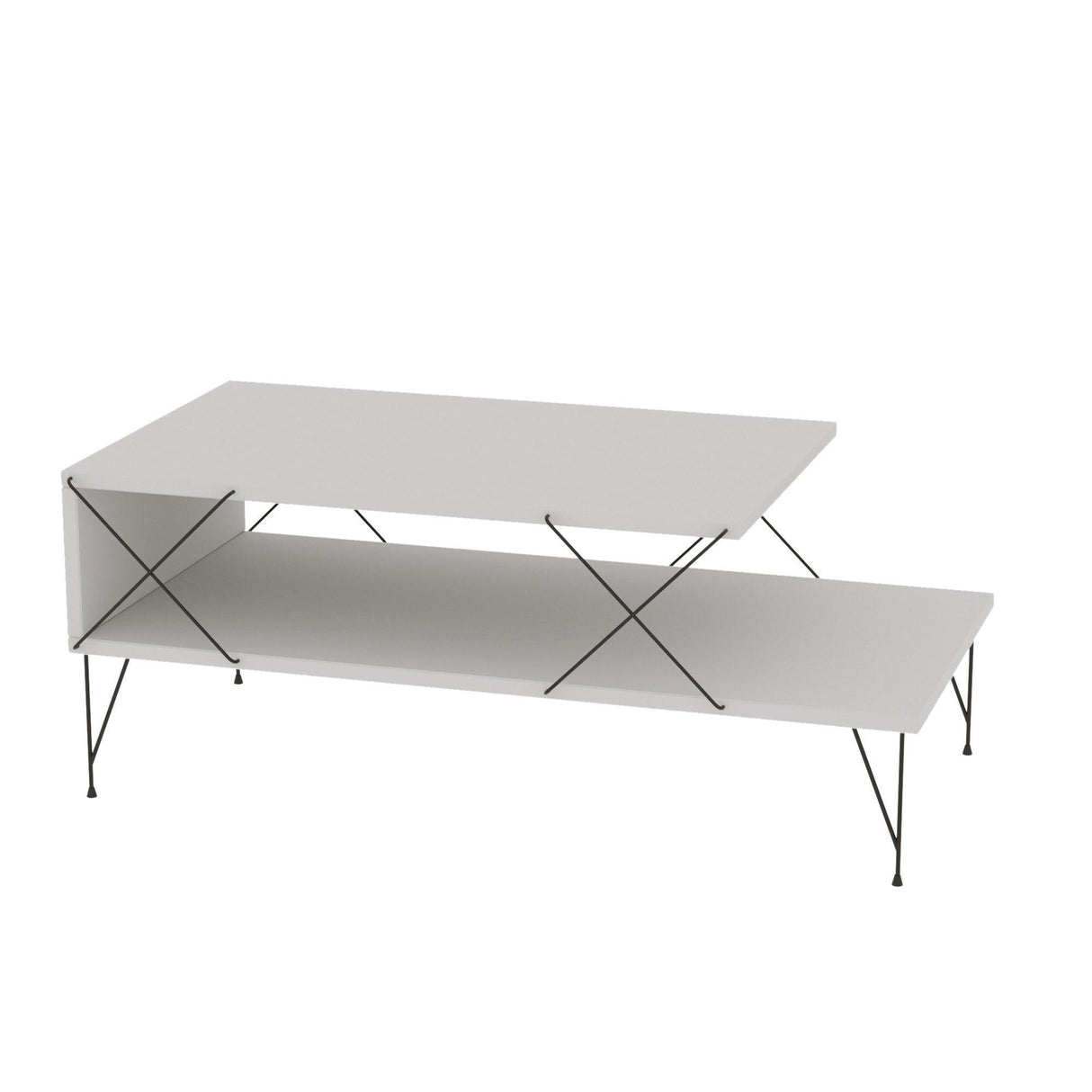 Masuta de Cafea Loire, Antracit - Alb - Stejar, 100x40x50 cm - Masuta de Cafea Loire, Antracit - Alb - Stejar, 100x40x50 cm
