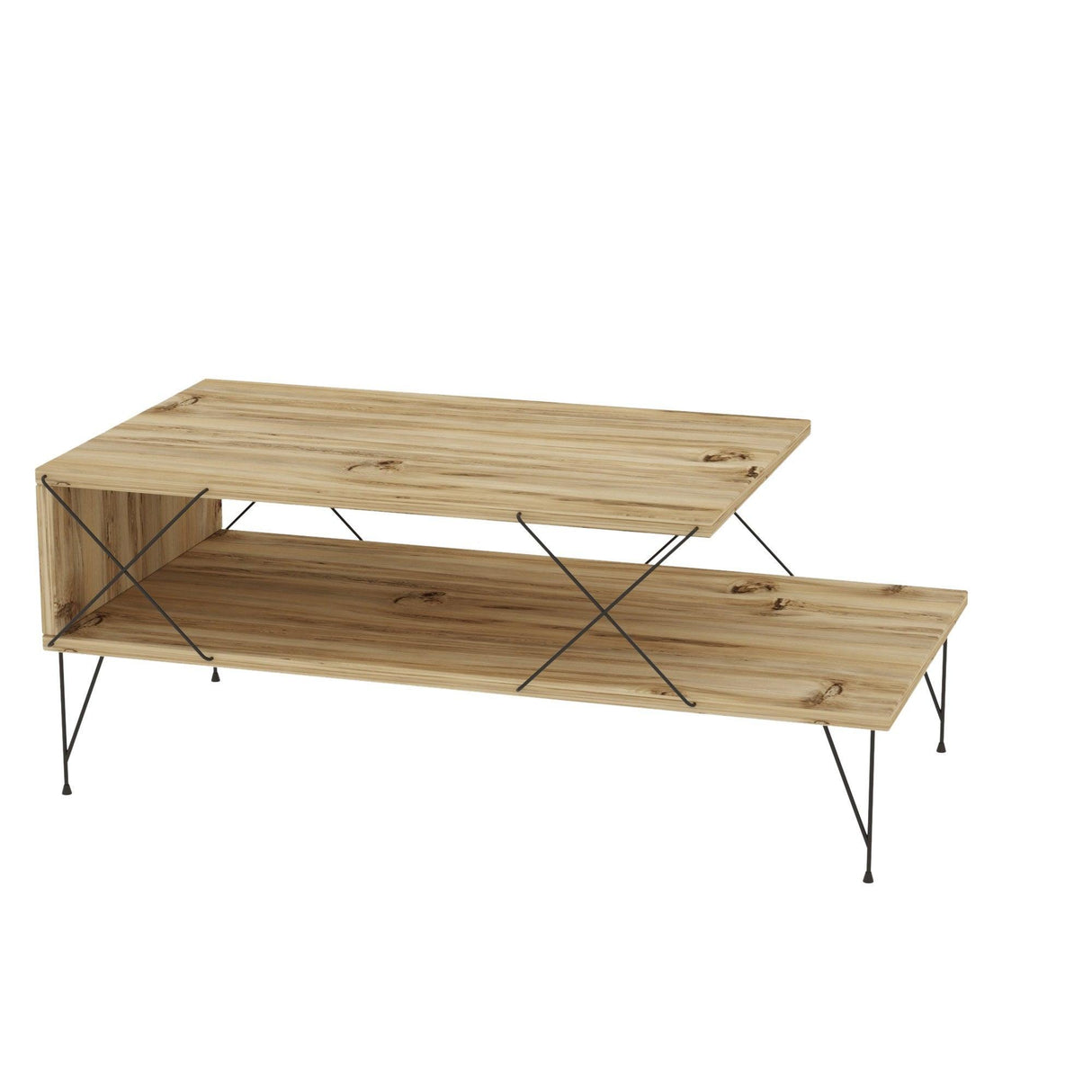 Masuta de Cafea Loire, Antracit - Alb - Stejar, 100x40x50 cm - Masuta de Cafea Loire, Antracit - Alb - Stejar, 100x40x50 cm