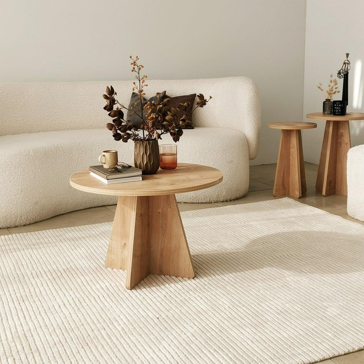 Masuta de cafea Mushroom - Living Oak, Stejar, 60x40x60 cm