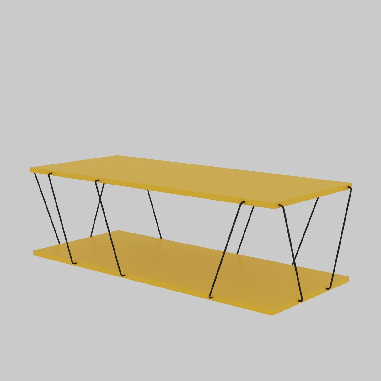 Masuta de cafea PyroTech, Alb - Stejar - Gri - Galben, 120x30x50 cm - Galben
