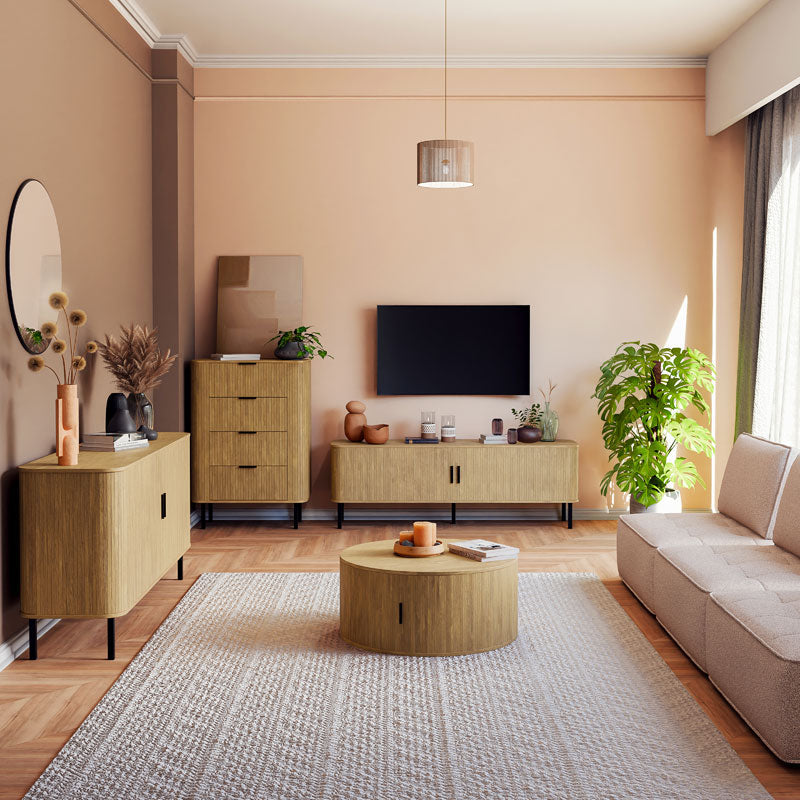 Masuta de cafea Scandi MDF culoare lemn, Natural, D80x36 cm