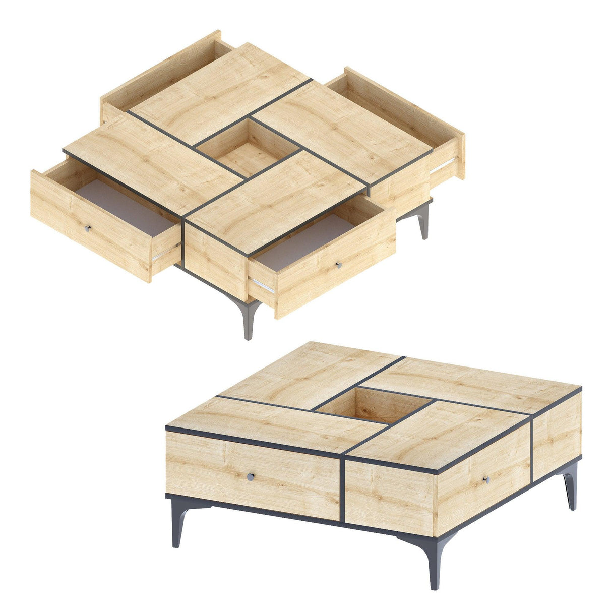 Masuta de cafea Shelfa, Stejar, 105x42x105 cm