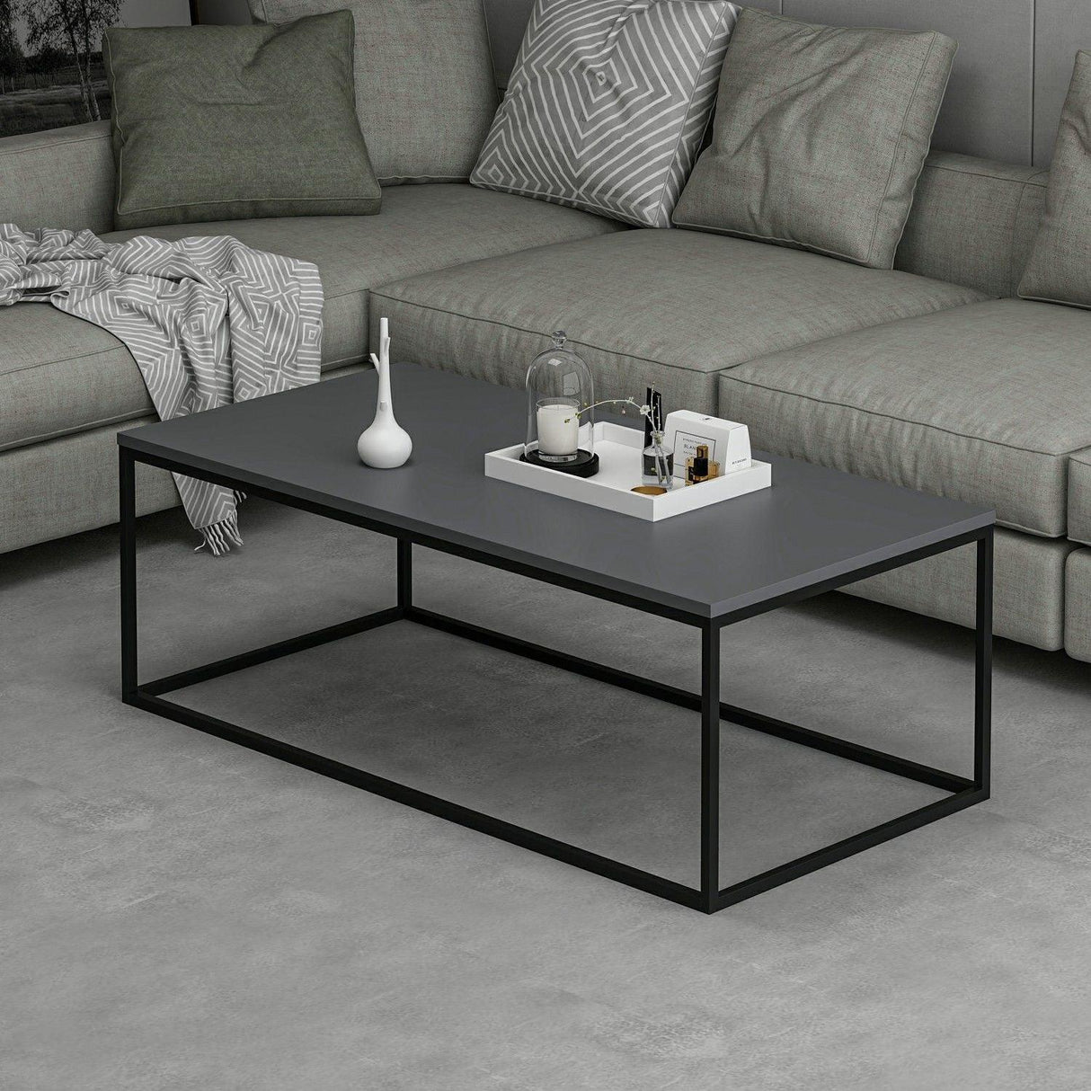 Masuta de Cafea Tiger - Anthracite, Gri, 120x42x60 cm