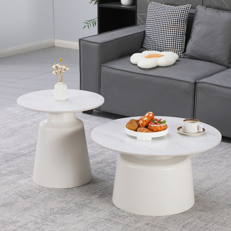 Mese de cafea Dualis, Set 2 piese, 70x70x38 cm - Alb