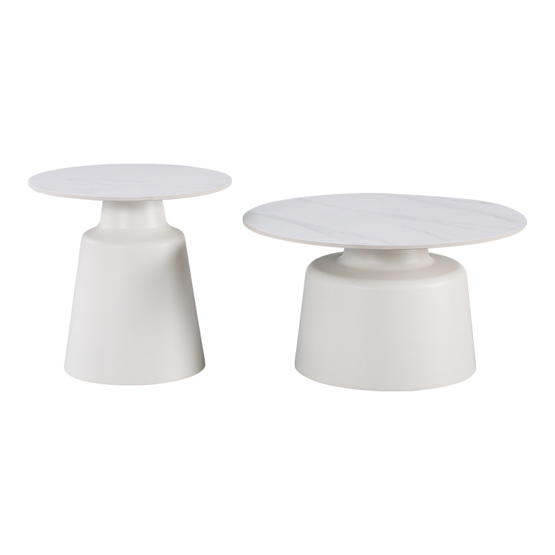 Mese de cafea Dualis, Set 2 piese, 70x70x38 cm - Alb