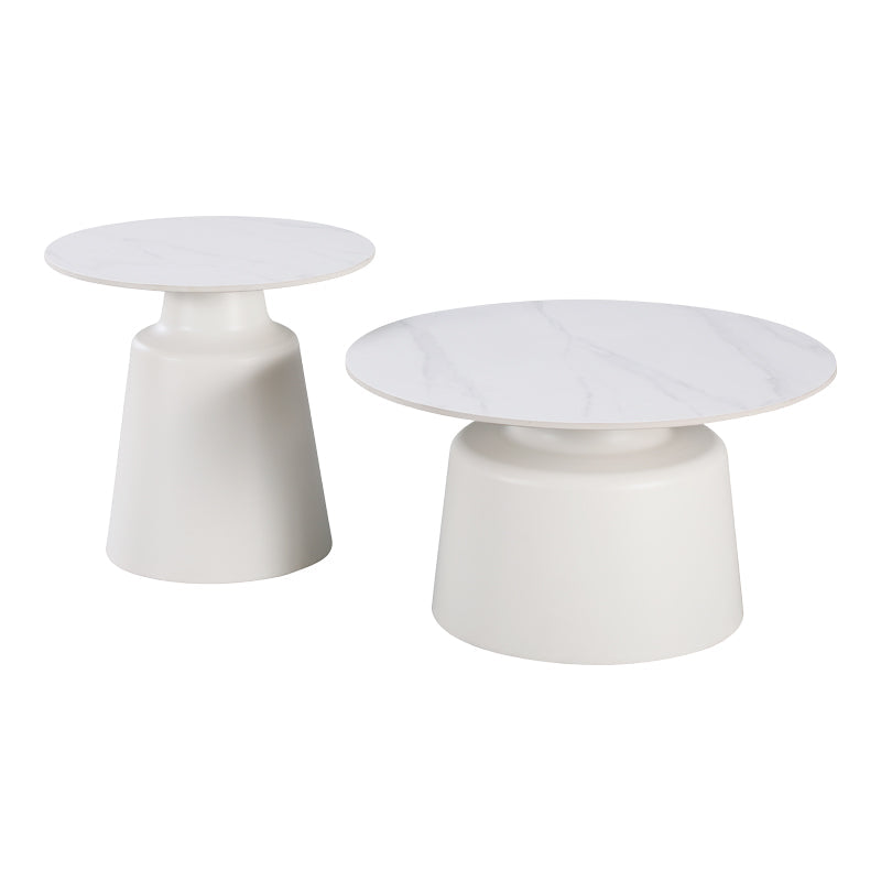 Mese de cafea Dualis, Set 2 piese, 70x70x38 cm - Alb