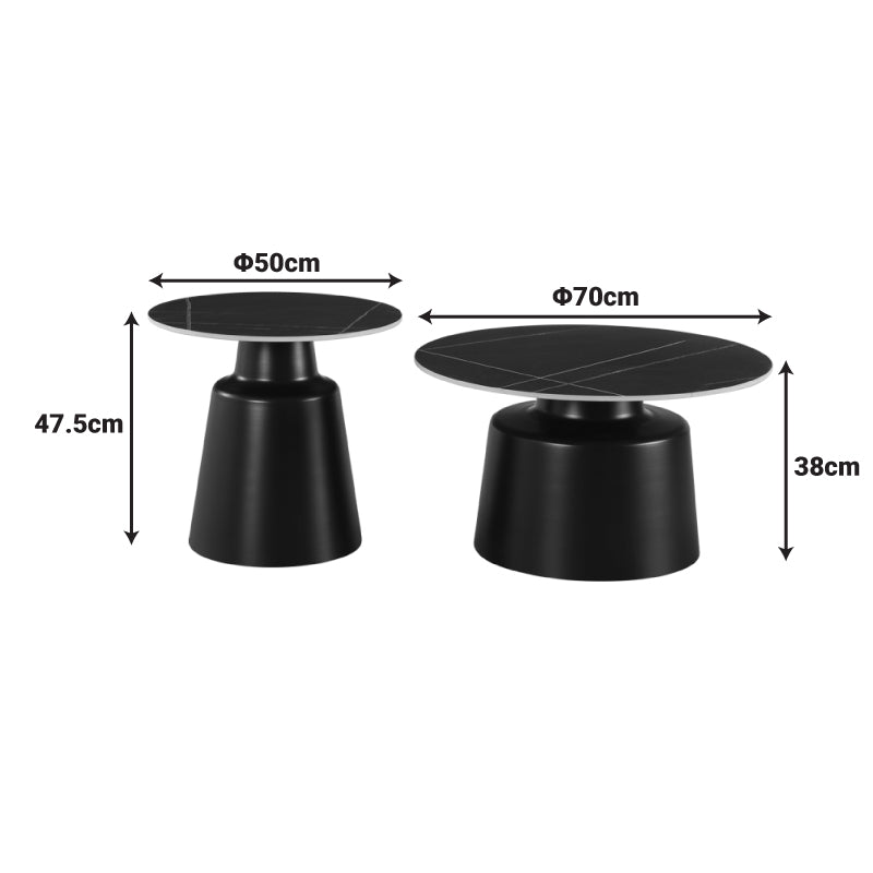 Mese de cafea Dualis, Set 2 piese, 70x70x38 cm - Negru