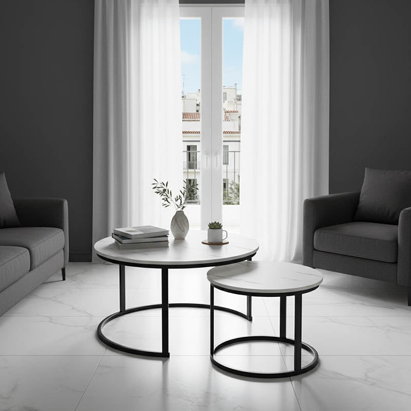 Mese de cafea Solme I, Set 2 piese, 80x80x45 cm - Mese de cafea Solme I, Set 2 piese, 80x80x45 cm - 271-000045