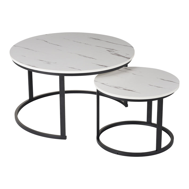 Mese de cafea Solme I, Set 2 piese, 80x80x45 cm - Alb-Negru