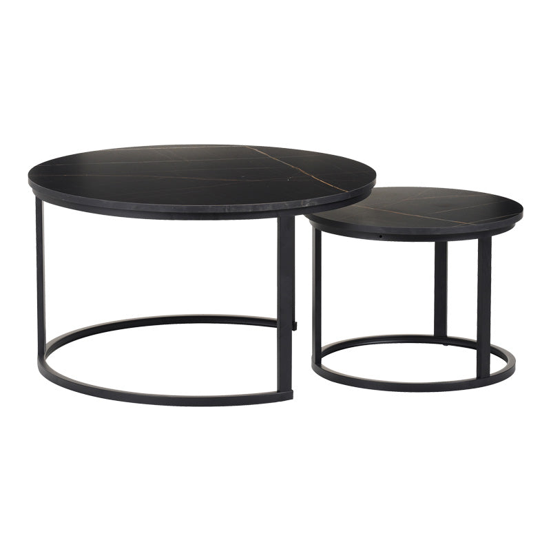 Mese de cafea Solme I, Set 2 piese, 80x80x45 cm - Negru