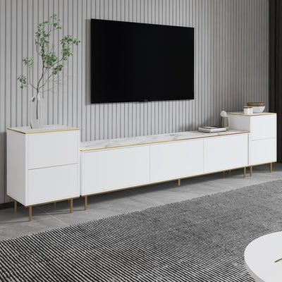 Comoda Tv Imag, Marmura, Alb, 180x35x45.2 cm