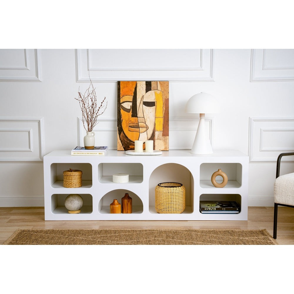 Mobila Lorin, Alb - Antracit, 160x40x51 cm