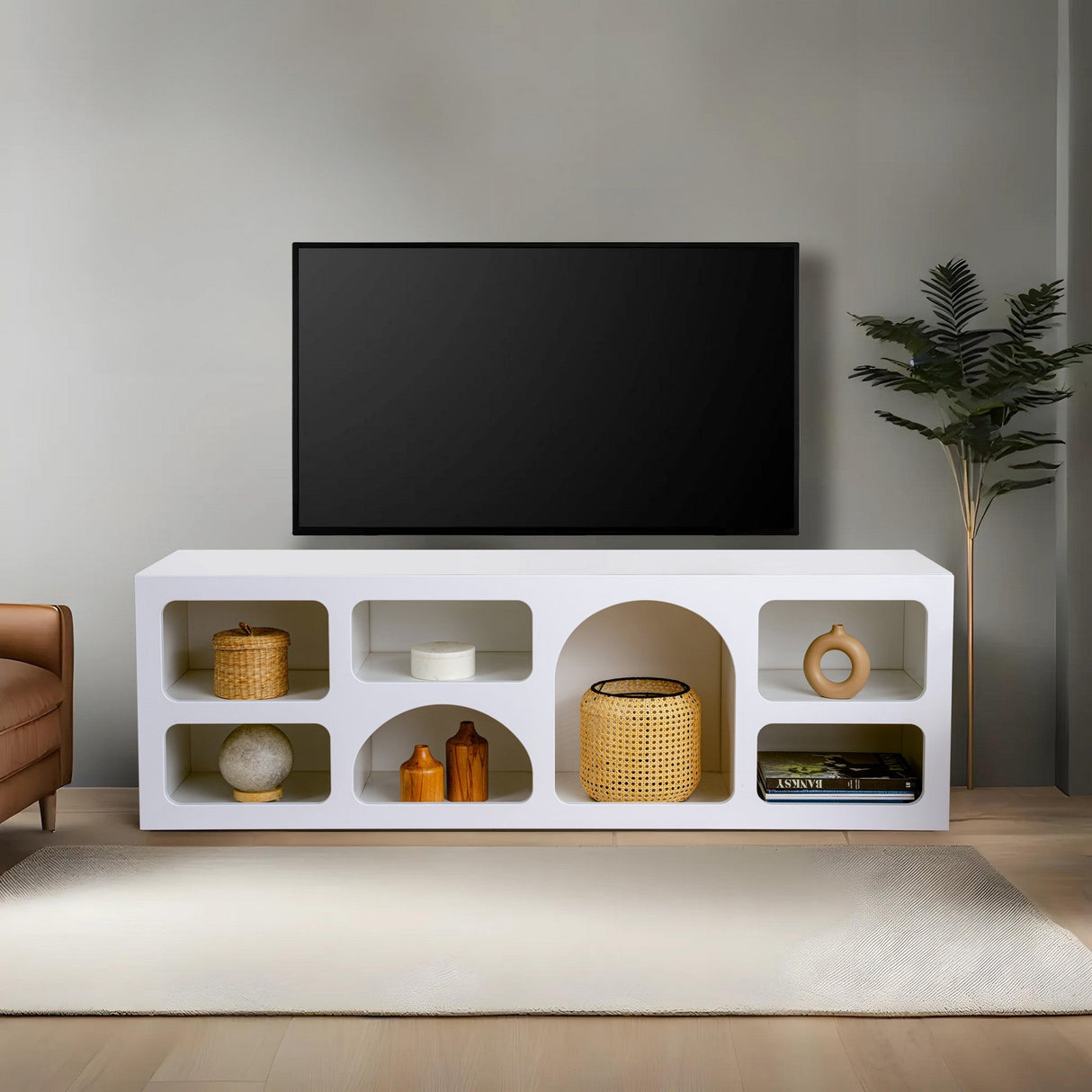 Mobila Lorin, Alb - Antracit, 160x40x51 cm
