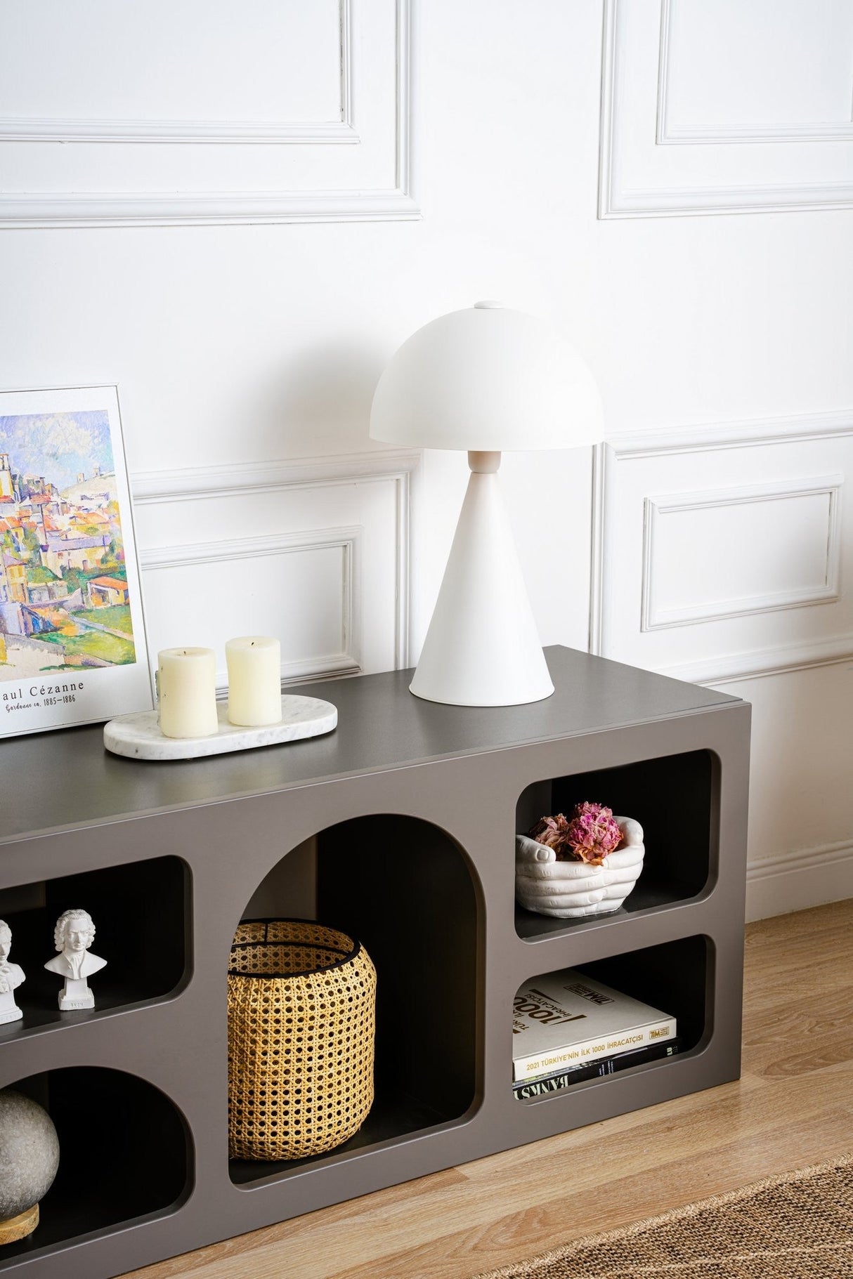 Mobila Lorin, Alb - Antracit, 160x40x51 cm
