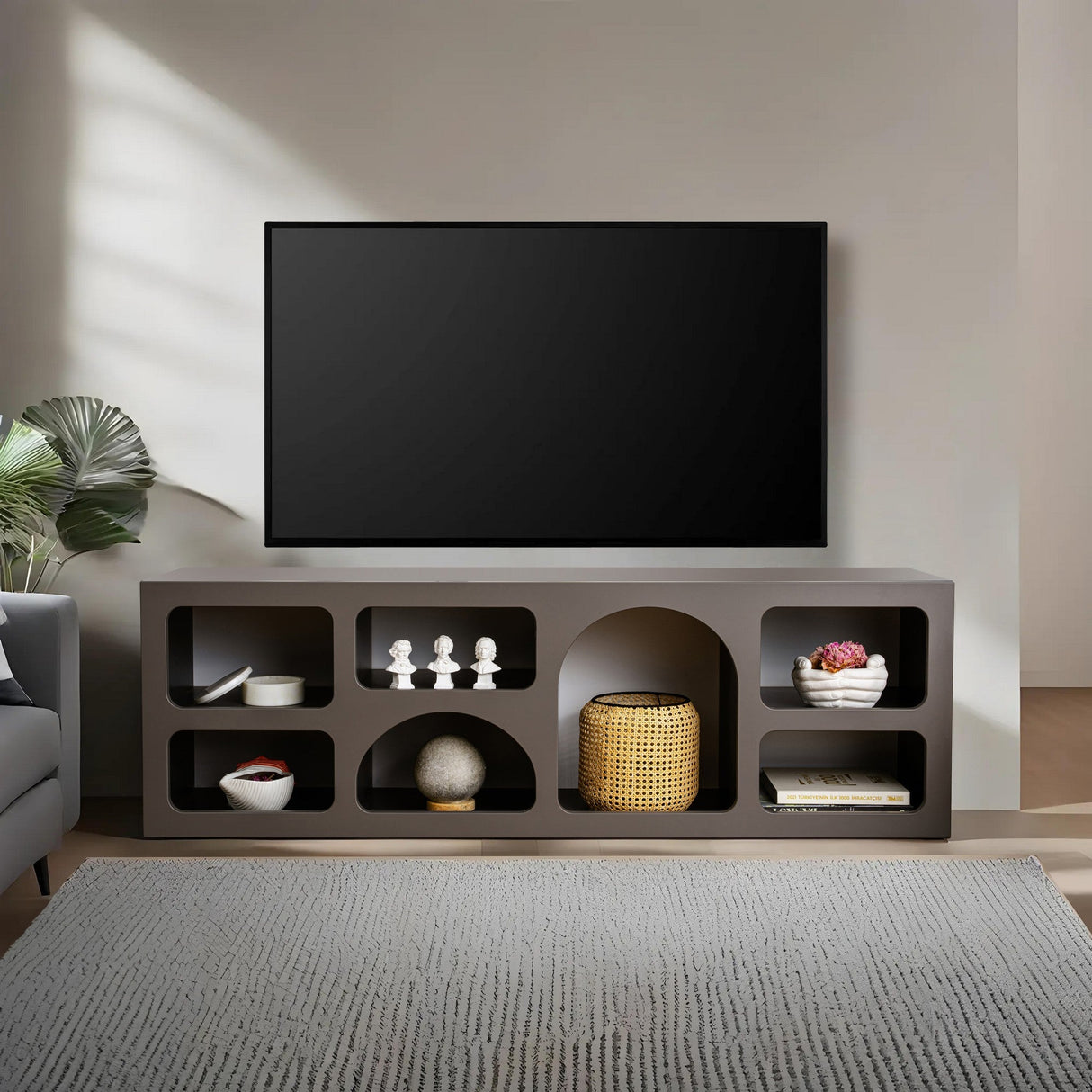 Mobila Lorin, Alb - Antracit, 160x40x51 cm