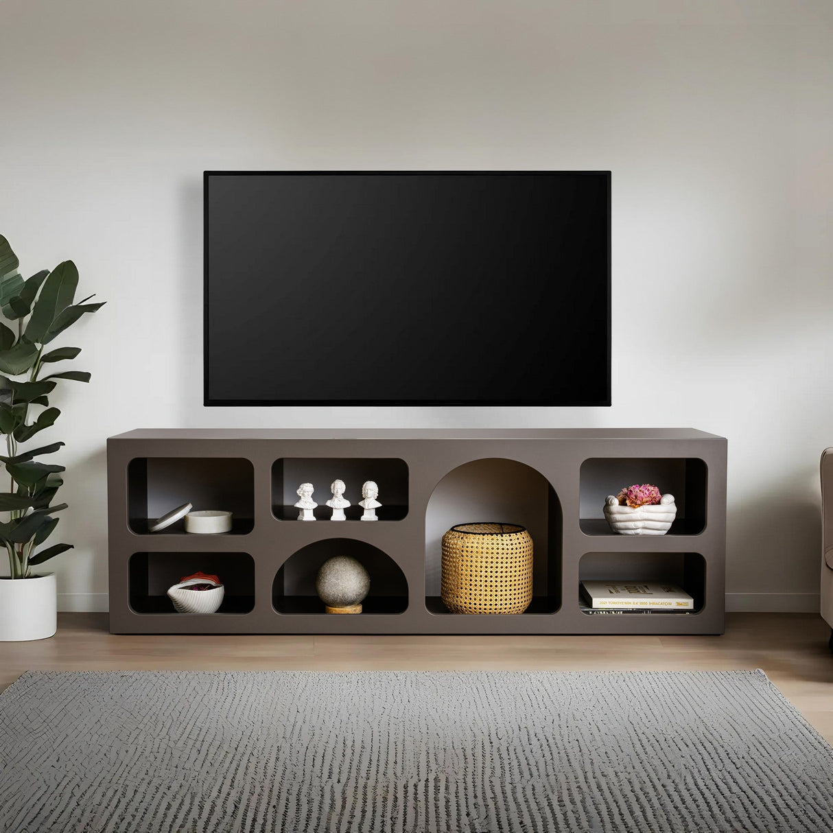 Mobila Lorin, Alb - Antracit, 160x40x51 cm