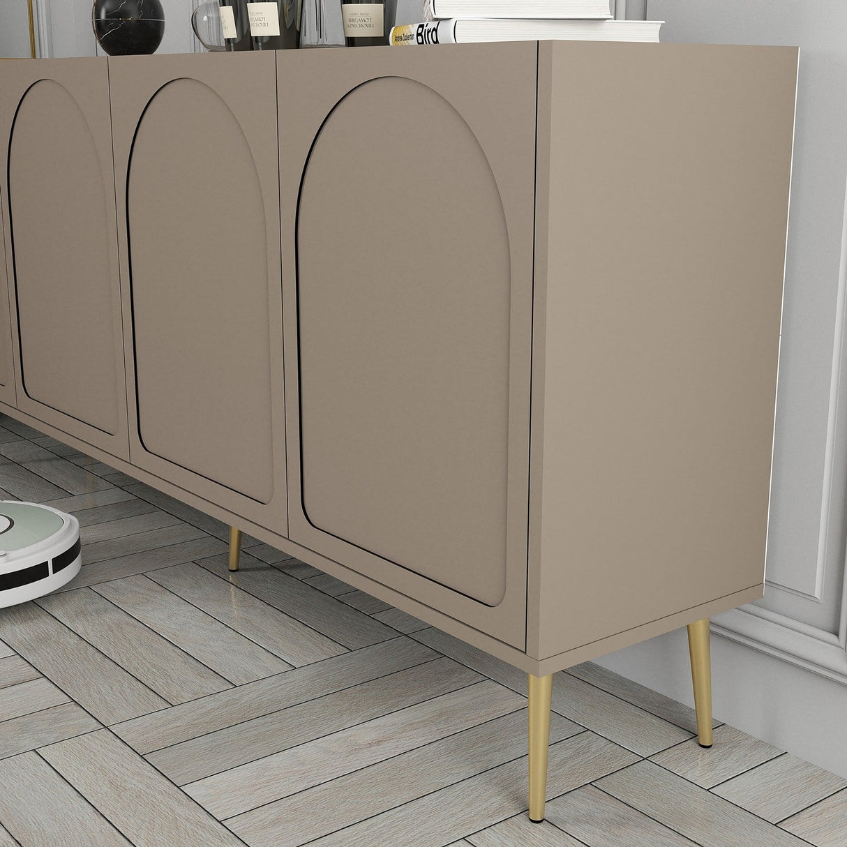 Mobila Lyon 80, Atlas, Gold - Cream Gold, 180x35 cm - Atlas Gold