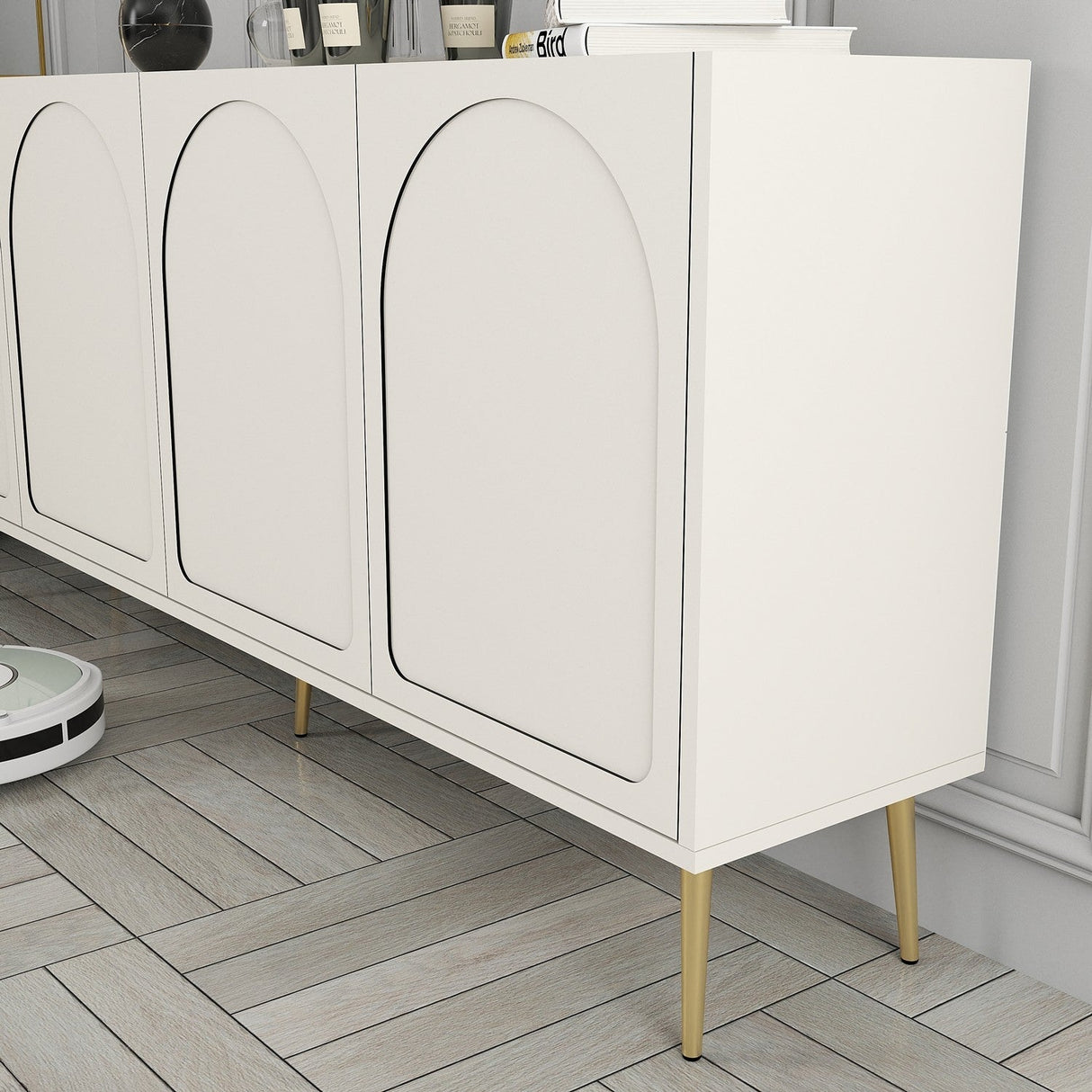 Mobila Lyon 80, Atlas, Gold - Cream Gold, 180x35 cm - Cream Gold