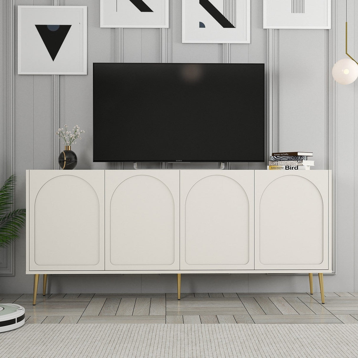 Mobila Lyon 80, Atlas, Gold - Cream Gold, 180x35 cm - Cream Gold