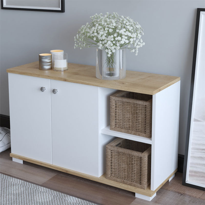 Mobilier de intrare Deril, alb-Sonoma, 90x33x52 cm