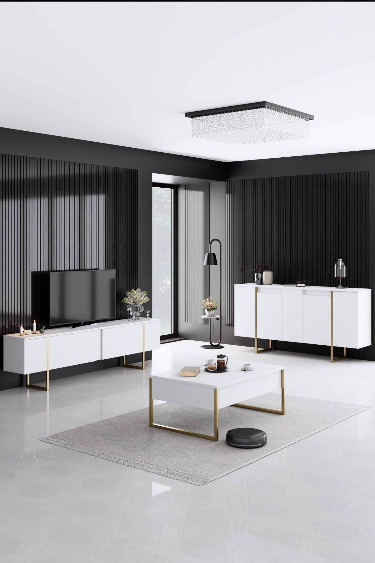 Mobilier de Lux, 160x35 cm - White Gold