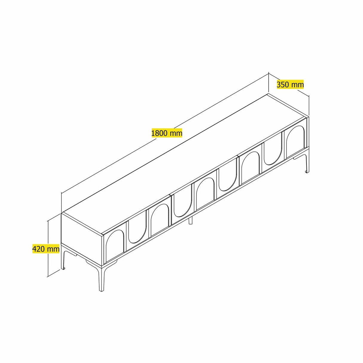 Mobilier Lyon 42, Crem - White Black, 180x35 cm - Cream
Black