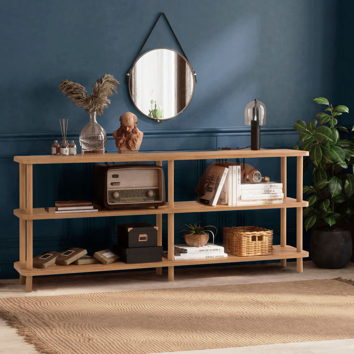 Mobilier Zen, Stejar - Negru, 180x35 cm - Mobilier Zen, Stejar - Negru, 180x35 cm