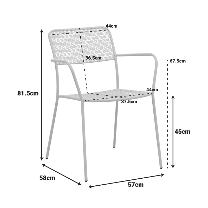 Moraja Federal set 3 piese crem metal, 70x70x73 cm