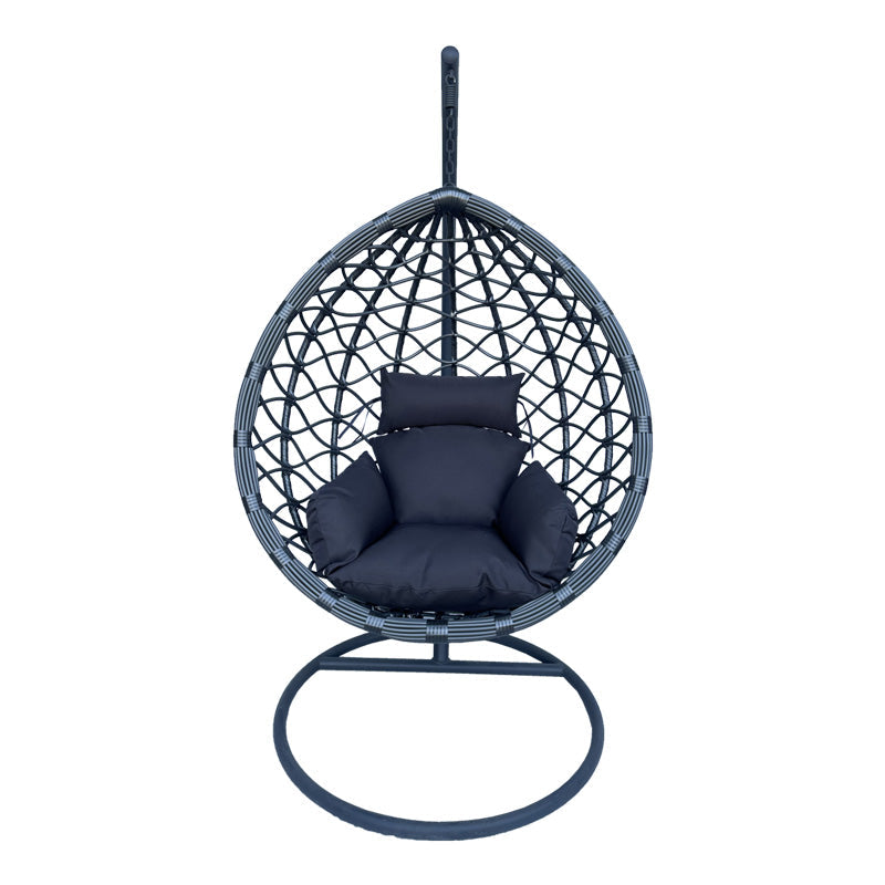 Cuib de leagan Lyere, Metal si ratan PE, 120x108x195 cm - Cuib de leagan Lyere, Metal si ratan PE, 120x108x195 cm - 368-000002