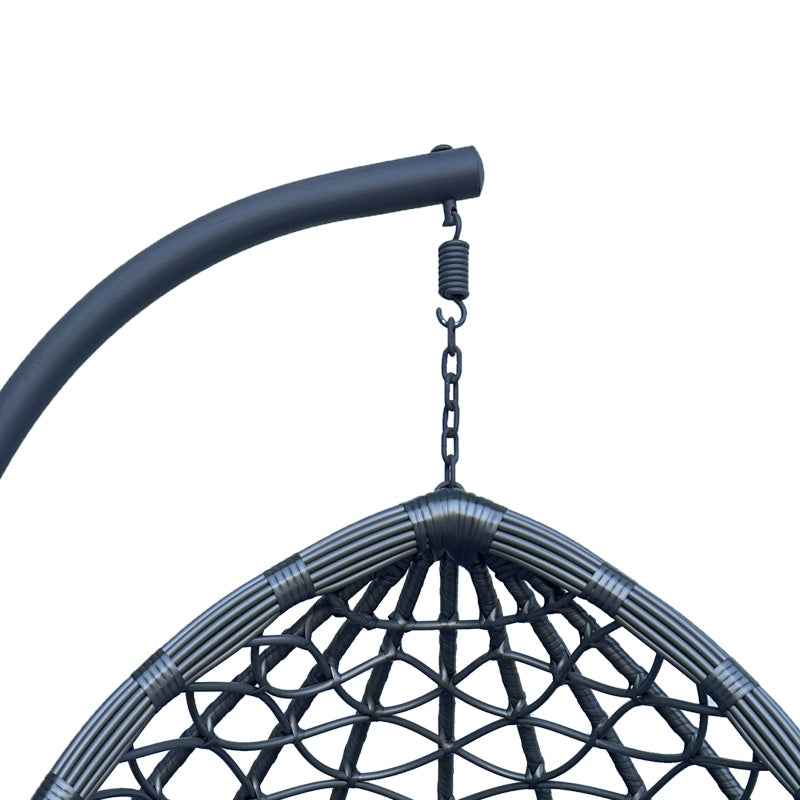 Cuib de leagan Lyere, Metal si ratan PE, 120x108x195 cm - Gri