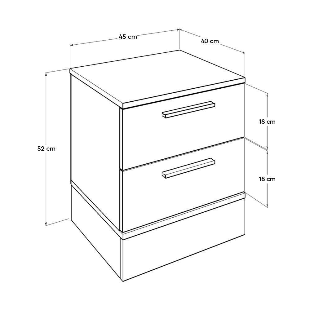 Noptiera KMD-820-MB-1 Home Collection® Base, 2 sertare, Alb, 45x52x40 cm