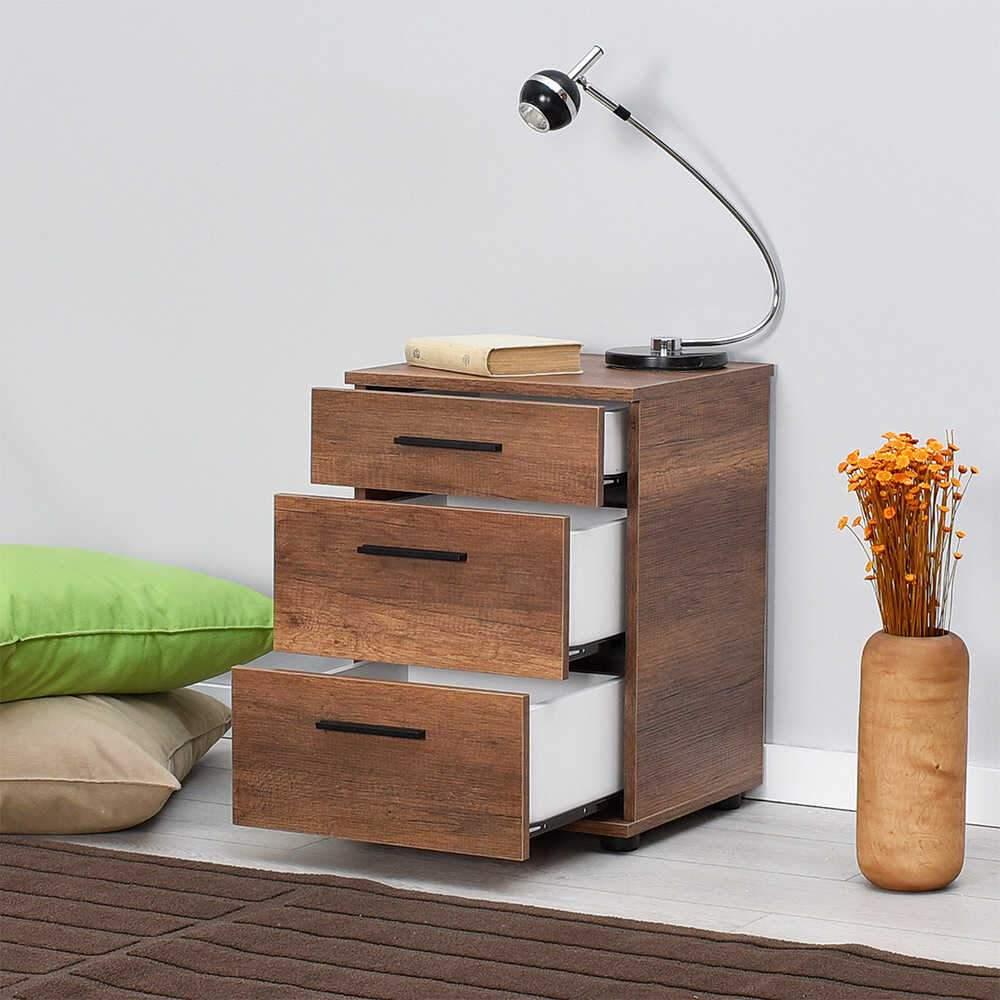 Noptiera KMD-530-BB-1 Home Collection® Trendline, 3 sertare, 40x57x39 cm - Nuc | SKU: KMD-530-BB-1, KMD-530-OO-1, KMD-530-TT-1, KMD-530-SS-1