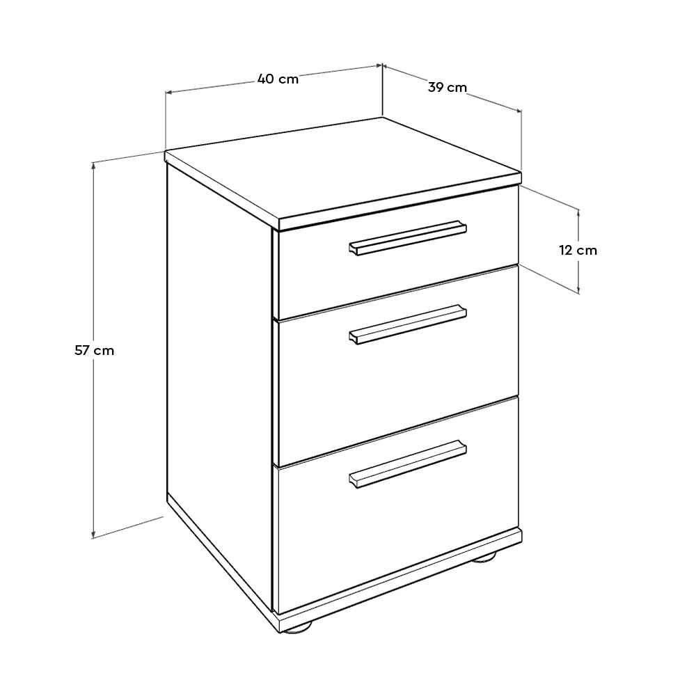 Noptiera KMD-530-BB-1 Home Collection® Trendline, 3 sertare, 40x57x39 cm - Alb | SKU: KMD-530-BB-1, KMD-530-OO-1, KMD-530-TT-1, KMD-530-SS-1