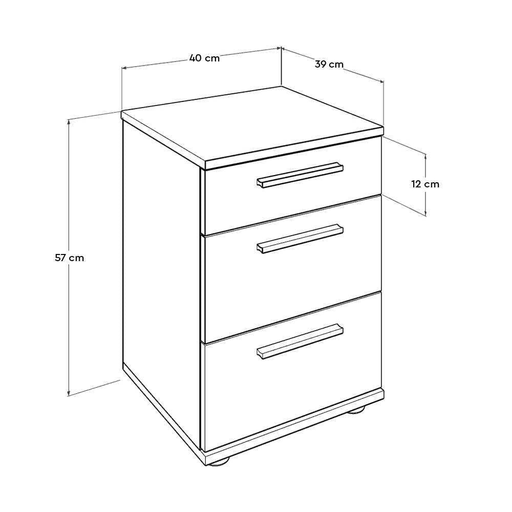 Noptiera KMD-530-BB-1 Home Collection® Trendline, 3 sertare, 40x57x39 cm - Natur | SKU: KMD-530-TT-1