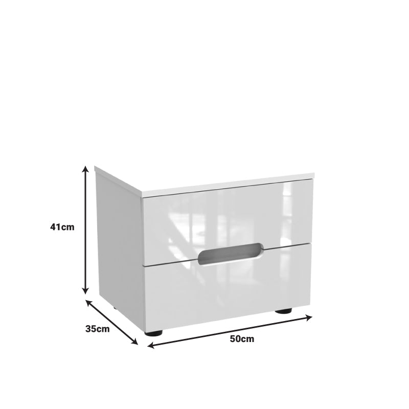 Noptiera Afina mdf Alb, lucios, 50x35x41 cm