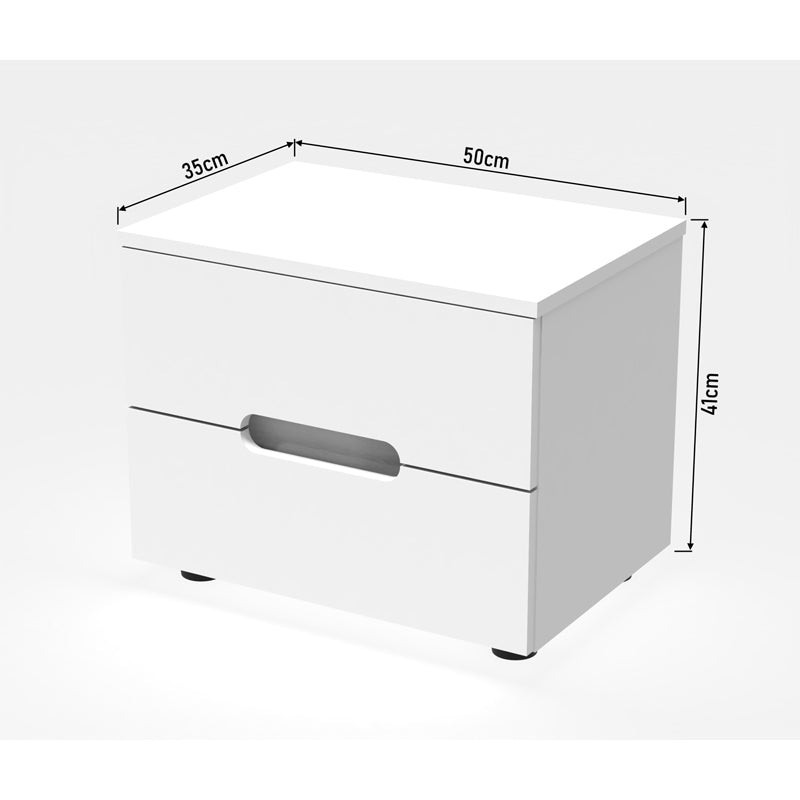 Noptiera Afina mdf Alb, lucios, 50x35x41 cm