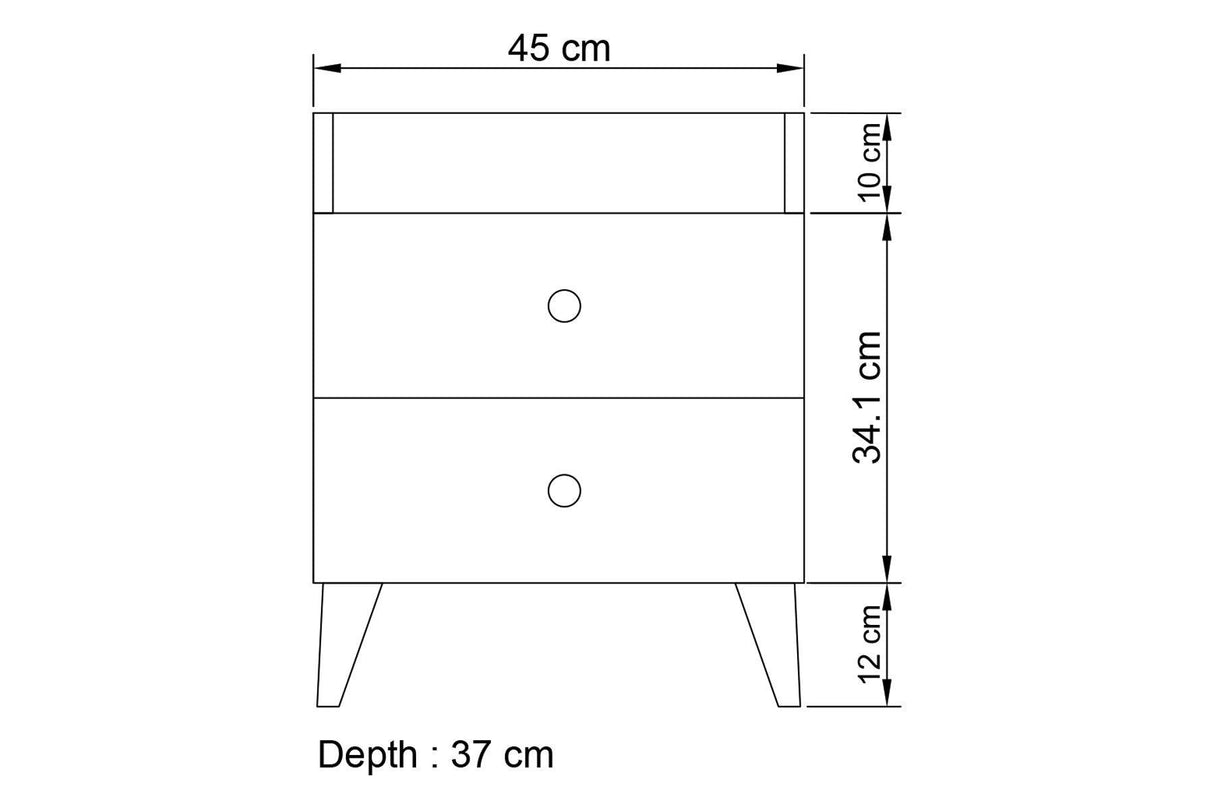 Noptiera Lux Cash cu 2 Sertare, Alb, 45x56x37 cm