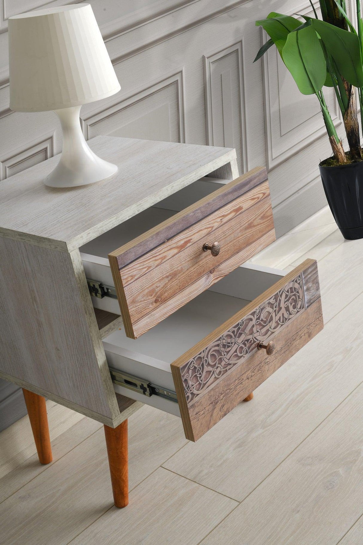 Noptiera Malmö, Alb, 40x55x35 cm