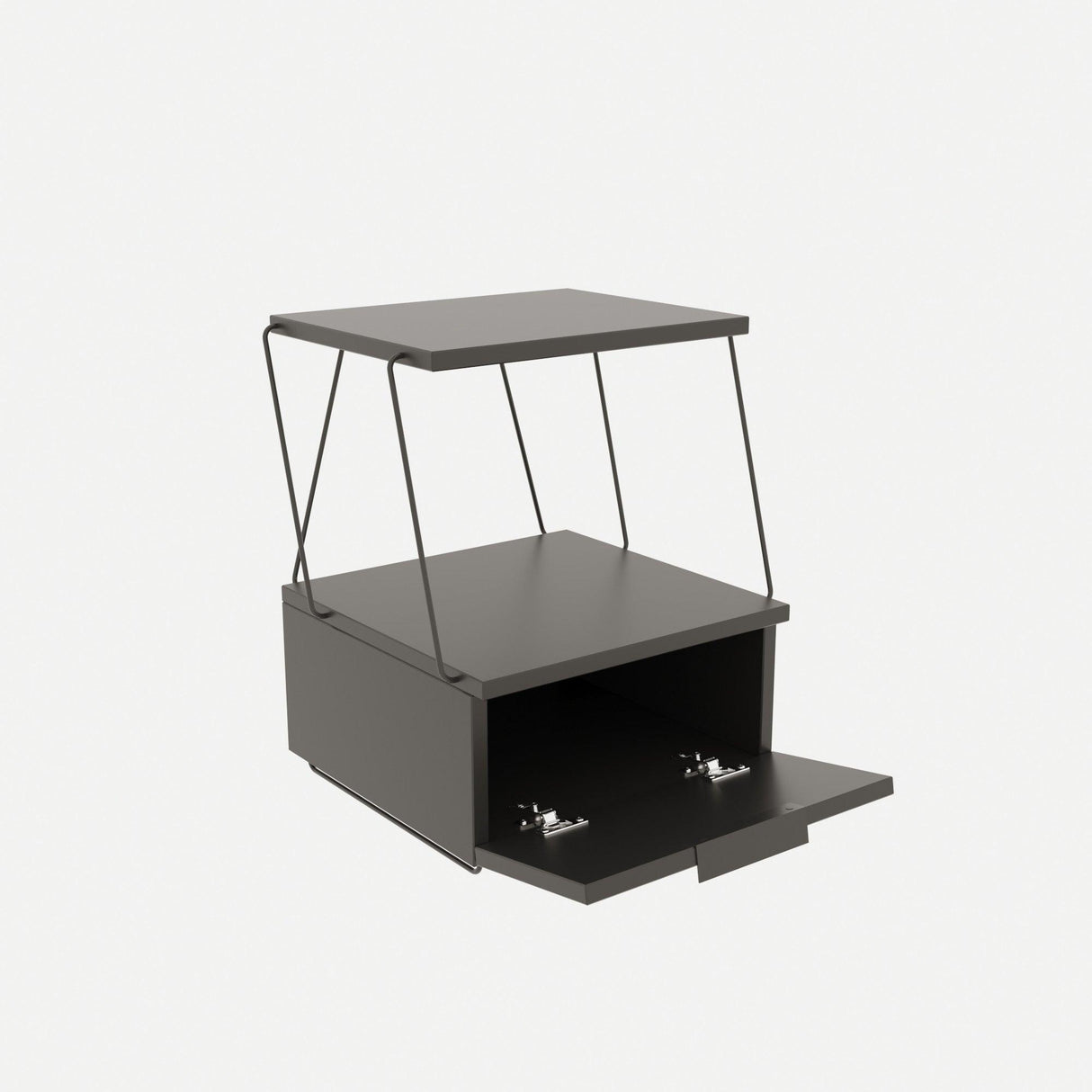 Noptiera Tekoba, Galben - Stejar - Alb - Gri, 42x52x41 cm - Gri