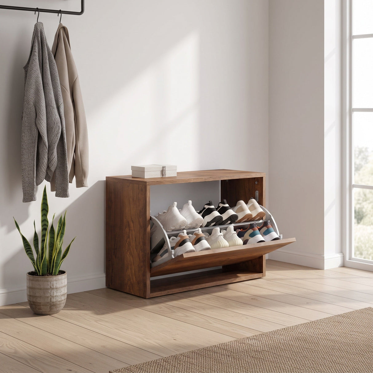 Pantofar Băncuță SHC-110-BB-1 Home Collection®, cu Șezut, 6 Perechi, 60x42x30 cm - Nuc | SKU: SHC-110-BB-1, SHC-110-TT-1, SHC-110-UU-1, SHC-110-TA-1, SHC-110-OO-1, SHC-110-OA-1, SHC-110-KK-1, SHC-110-HH-1, SHC-110-YY-1