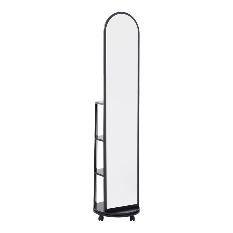 Oglinda pe role cu rafturi Espero, Alb - Negru, 34x170 cm - Oglinda pe role cu rafturi Espero, Alb - Negru, 34x170 cm - 384-000013
