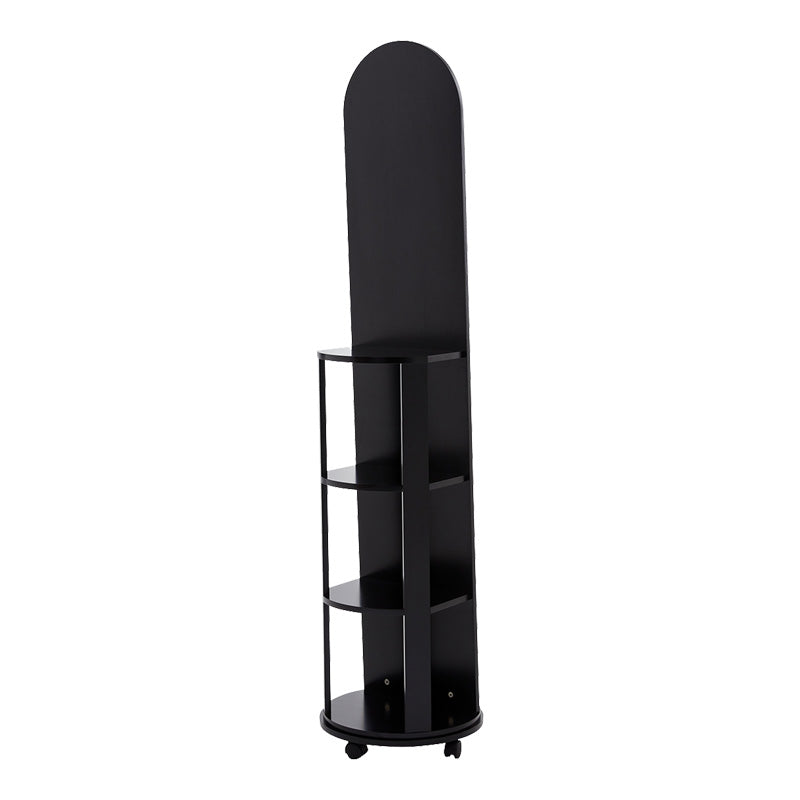 Oglinda pe role cu rafturi Espero, Alb - Negru, 34x170 cm - Negru