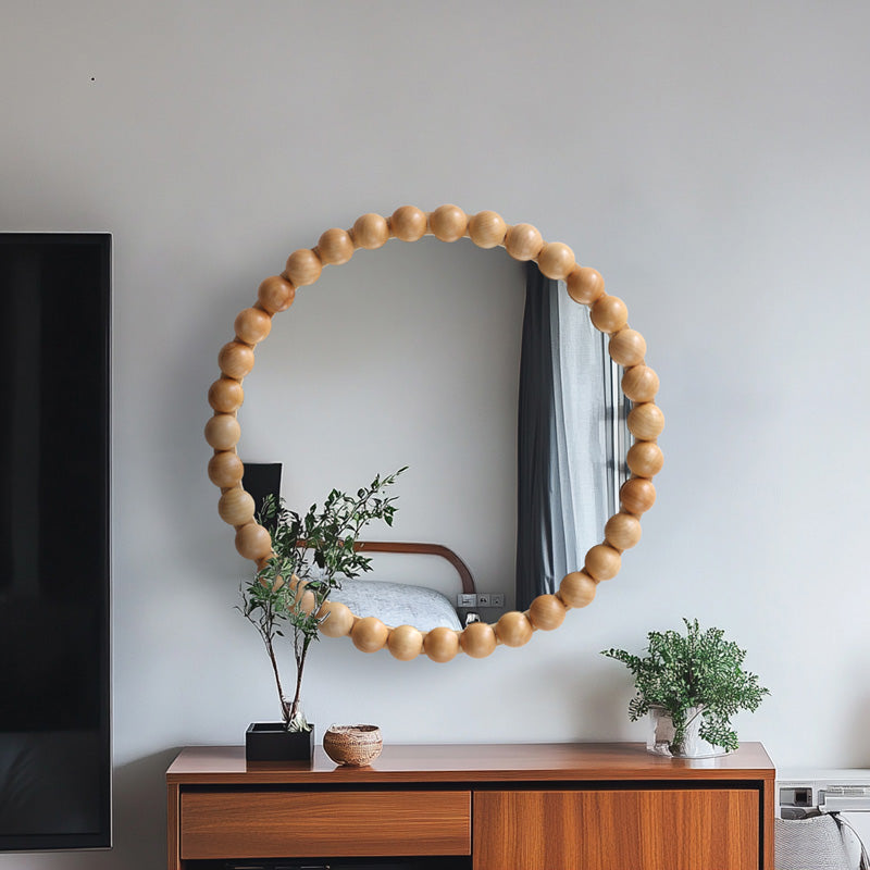 Oglinda decorativa, Lemn, Natural - Negru, 60 cm, 60x5x60 cm - Natur