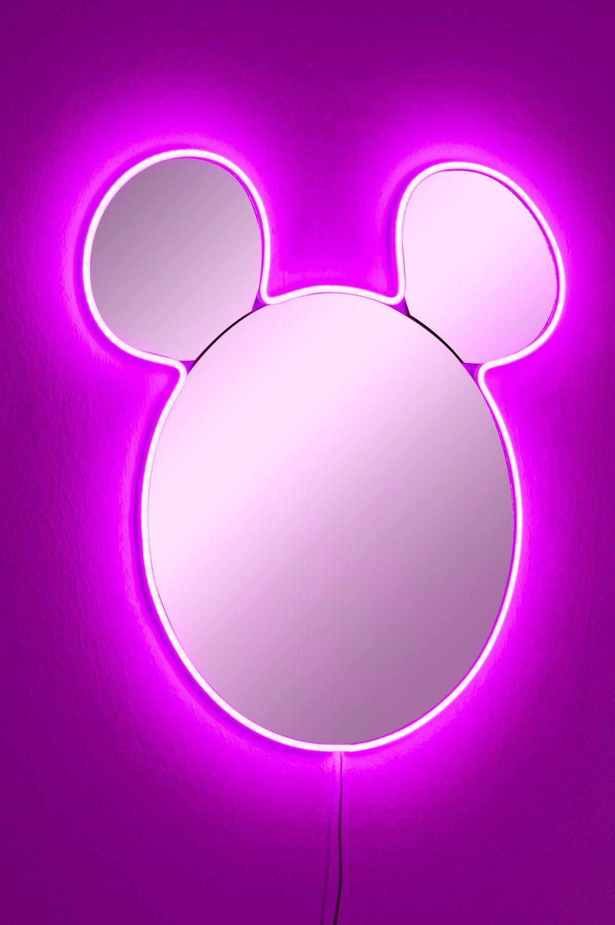 Oglinda decorativa Mickey Mirrorland, roz - alb - galben, 53x50 cm - Pink
