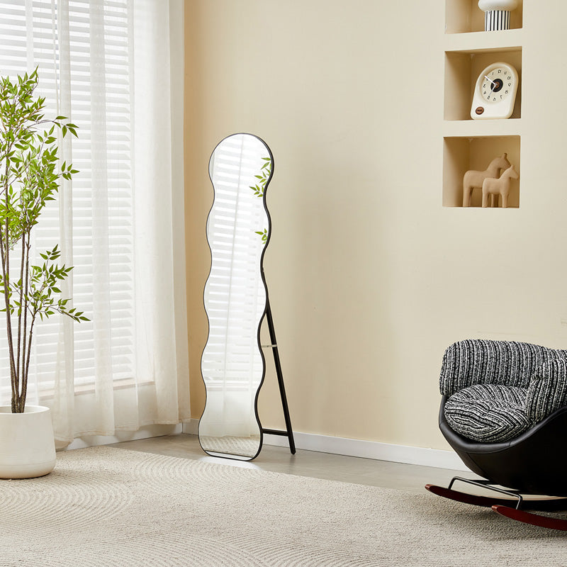 Oglinda decorativa Waven, 38x28x148 cm - Negru