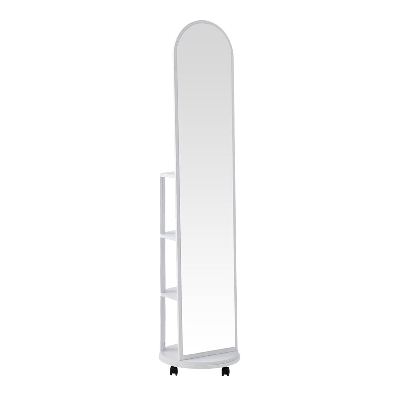 Oglinda pe role cu rafturi Espero, Alb - Negru, 34x170 cm - Oglinda pe role cu rafturi Espero, Alb - Negru, 34x170 cm