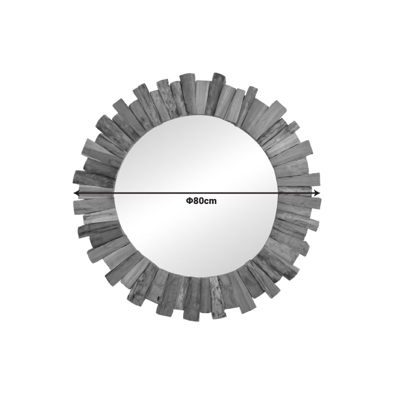 Oglinda Rounder lemn de tec, Natural, 80x80 cm