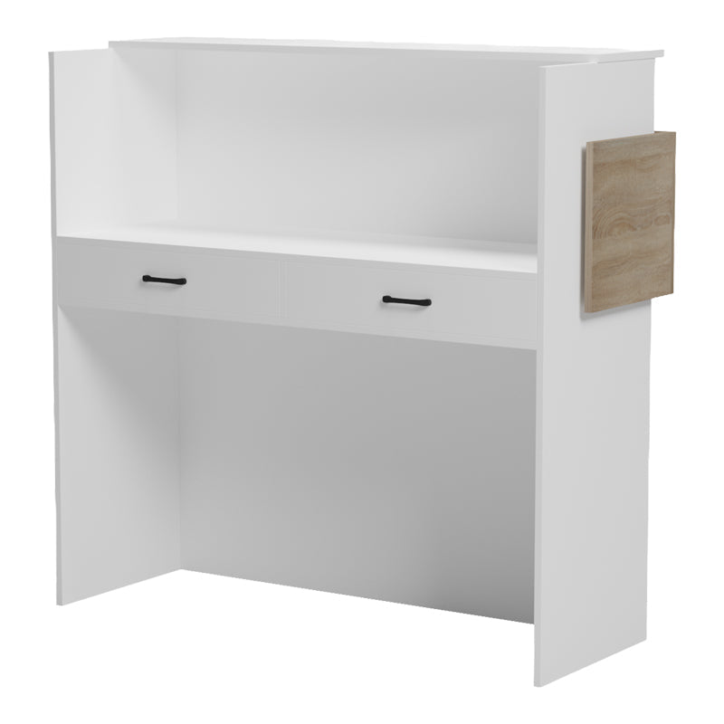 Receptie Optima cu LED, 110x40x110 cm - Sonoma-Alb